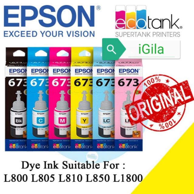 EPSON 673 T673 SERIES FOR PRINTER L800, L805, L810, L850,L1800 | Shopee ...