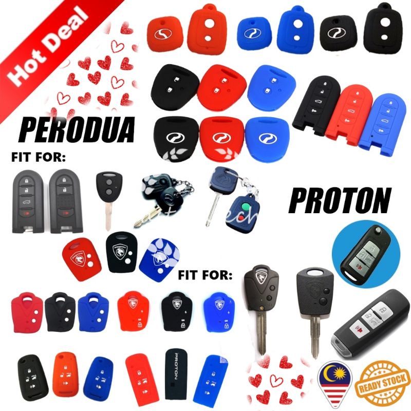 Car Silicone Remote Key Cover Perodua Axia Myvi New Viva Bezza Aruz Proton Saga VVt Waja Persona