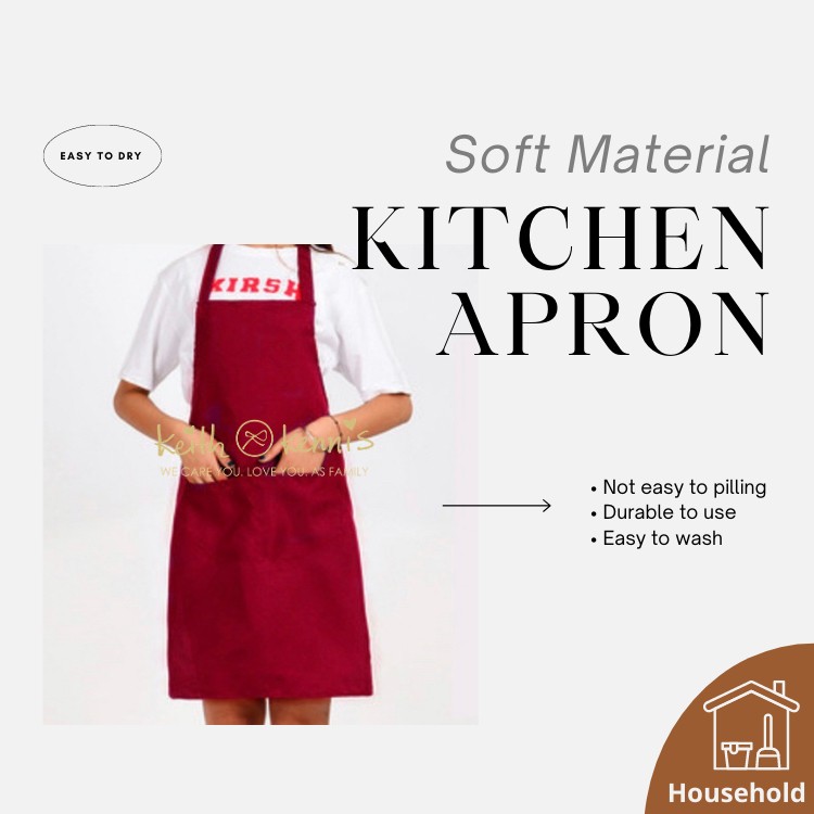 Back Self Tie Apron - Solid color, Bib apron with pocket, kitchen apron ...