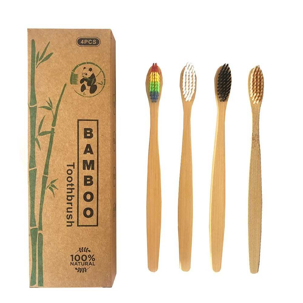 Manual Toothbrushes Set Bamboo Toothbrush with Dense Bristles for Daily ...