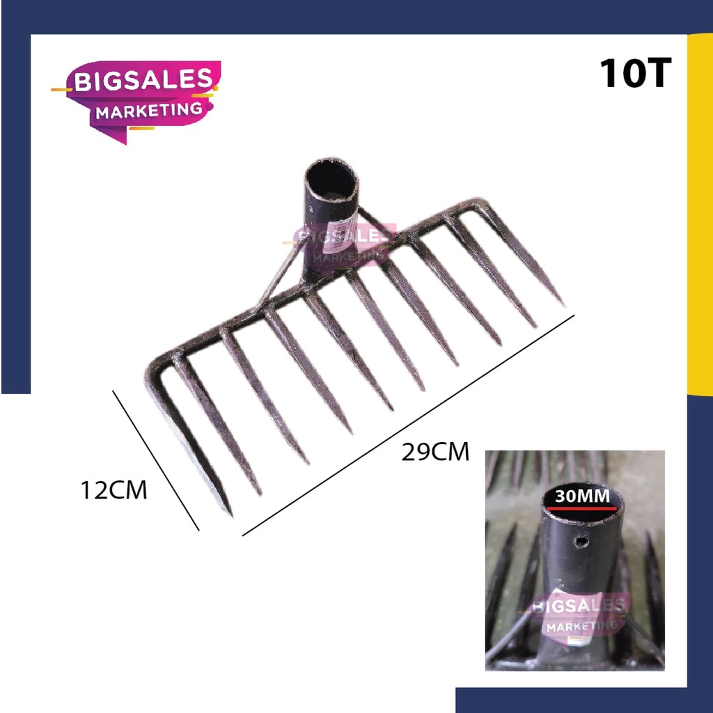 BIGSALES Heavy Duty Extra Thick Black Garden Rake / Cakar Besi Tebal ...