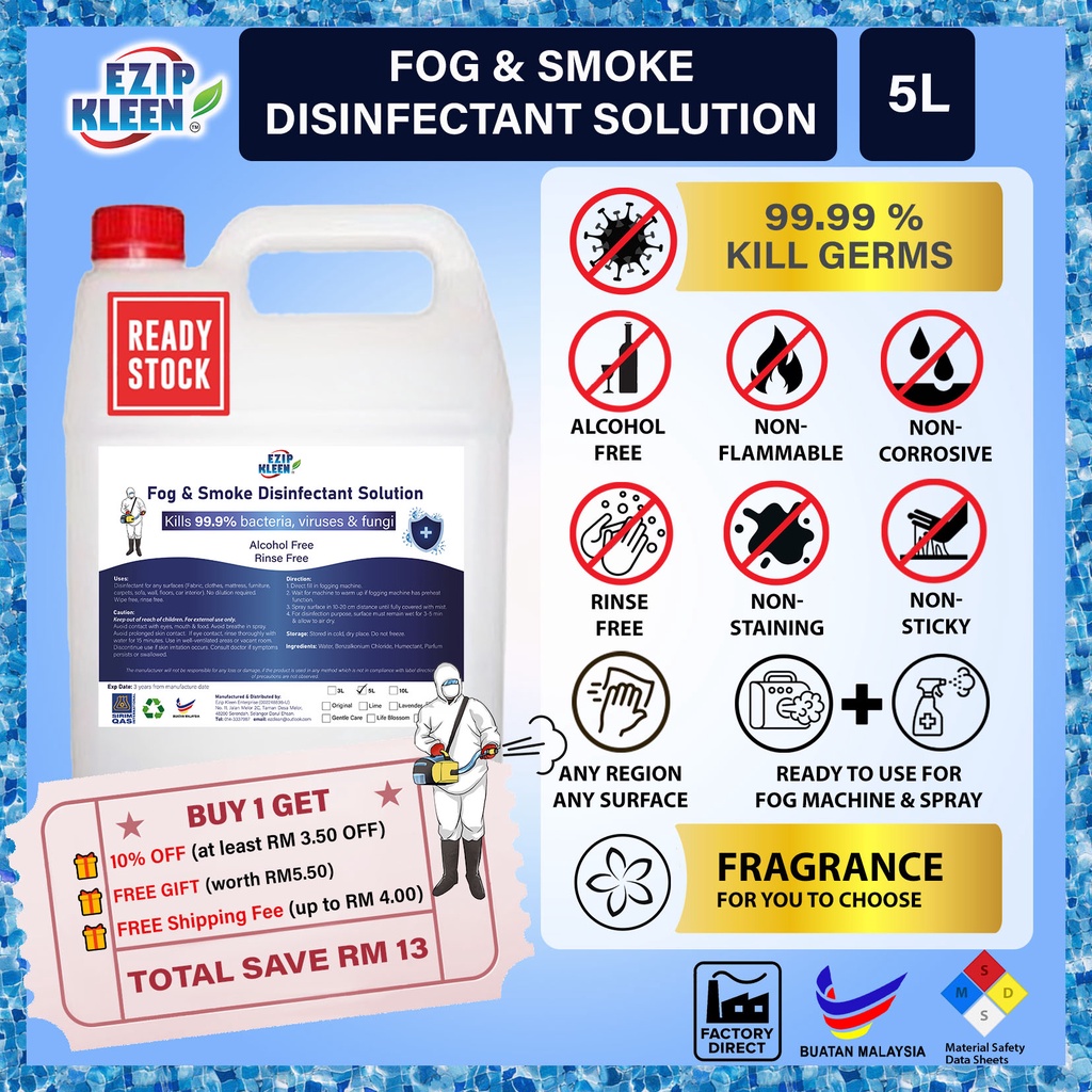 EZIP KLEEN Fog & Smoke Fogging Disinfectant Solution - 5L [with SIRIM ...