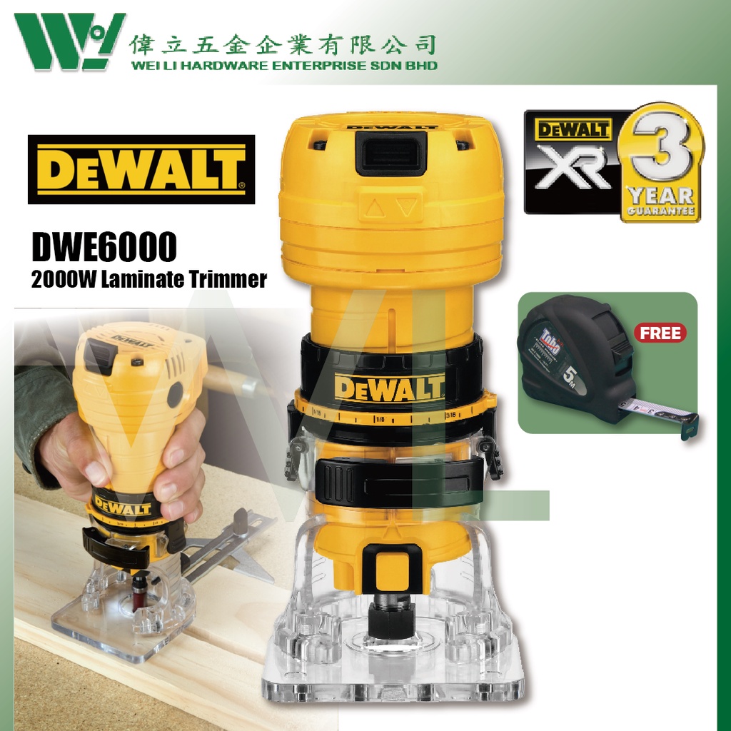 Dewalt DWE6000 2000W Laminate Trimmer mesin router machine