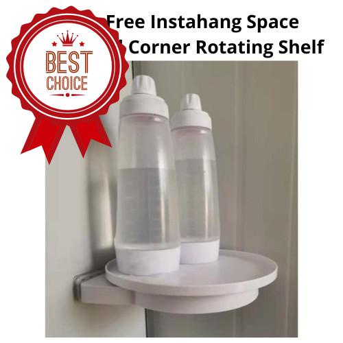 Punch Free Instahang Space Saving Wall Corner Rotating Shelf ( White ...
