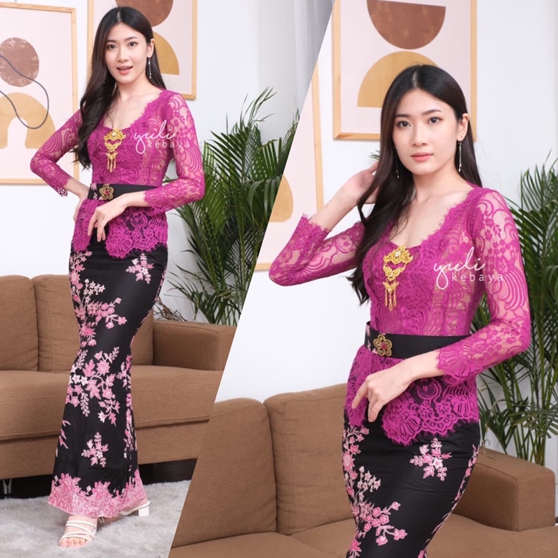 MAWAR Semi Italian Rose Balinese Kebaya Set with Mermaid/Mermaid