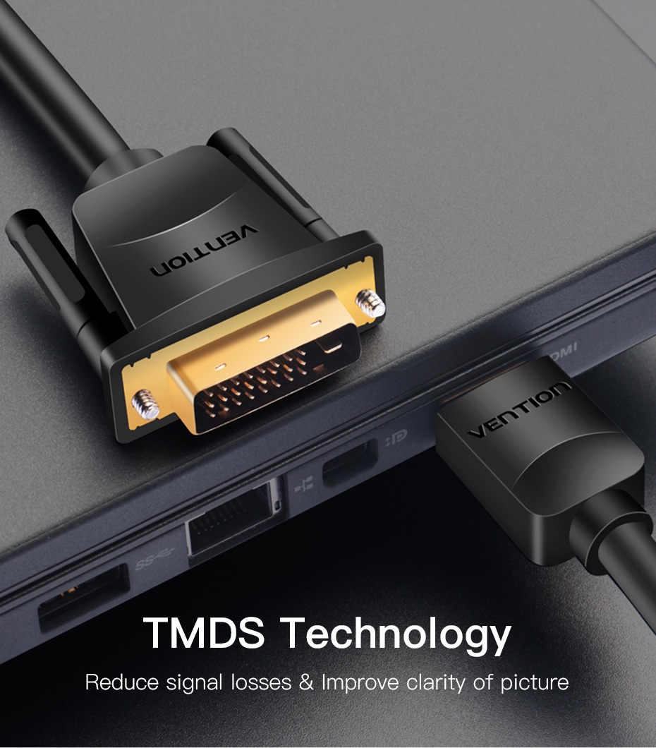 HOT SALEVention HDMI To DVI Cable Bi Directional DVI D 24 1 Male To