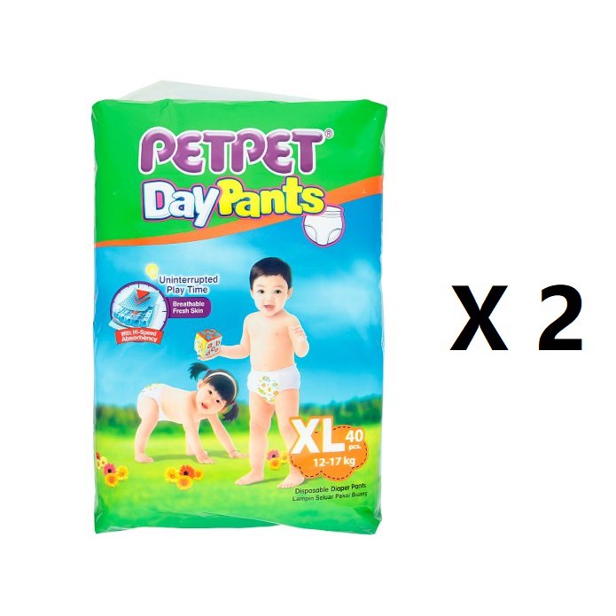 PetPet Day Pants XL 12-17kg Disposable Diaper Pants 40pcs (2 SET)