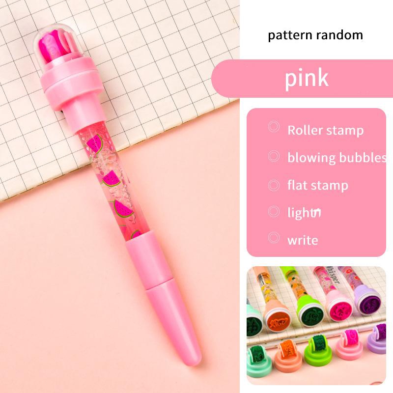 5 IN 1 Cute Seal Ballpoint Pen Children Toys Multifunction Bubble