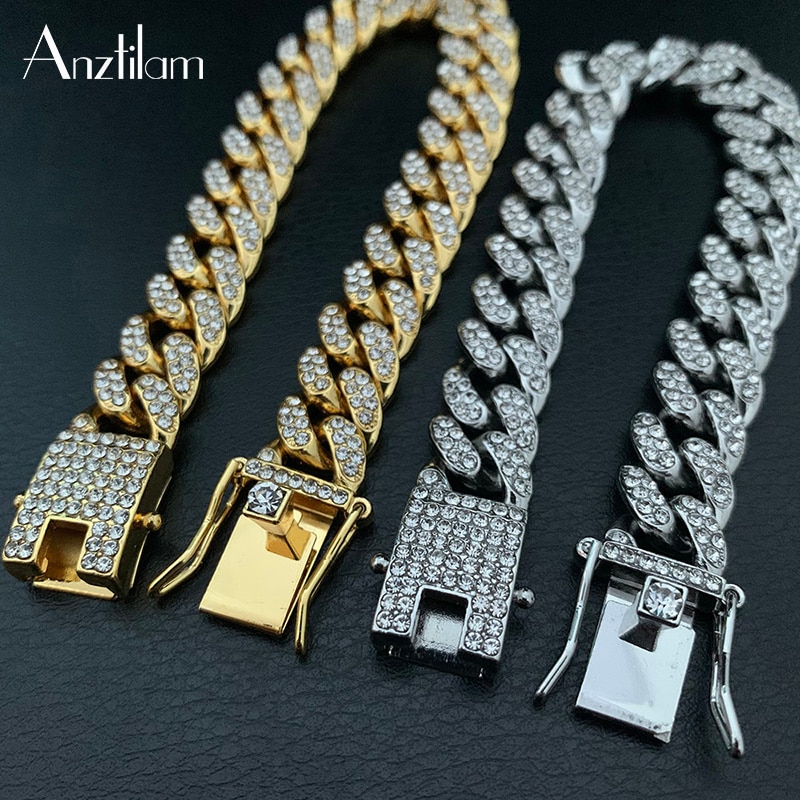 Hip Hop Iced Out Bracelet Cuban Chain Zircon Bracelet deals For Men