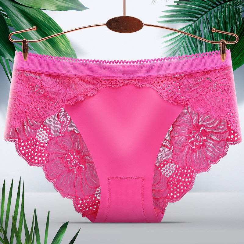 Ice Silk Lace Panties Soft Seamless Underwear Women Briefs Underpants Women Shopee Malaysia 