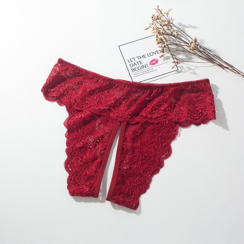 Plus Size Sexy Lace Underwear Woman G string Open Crotch Transparent ...