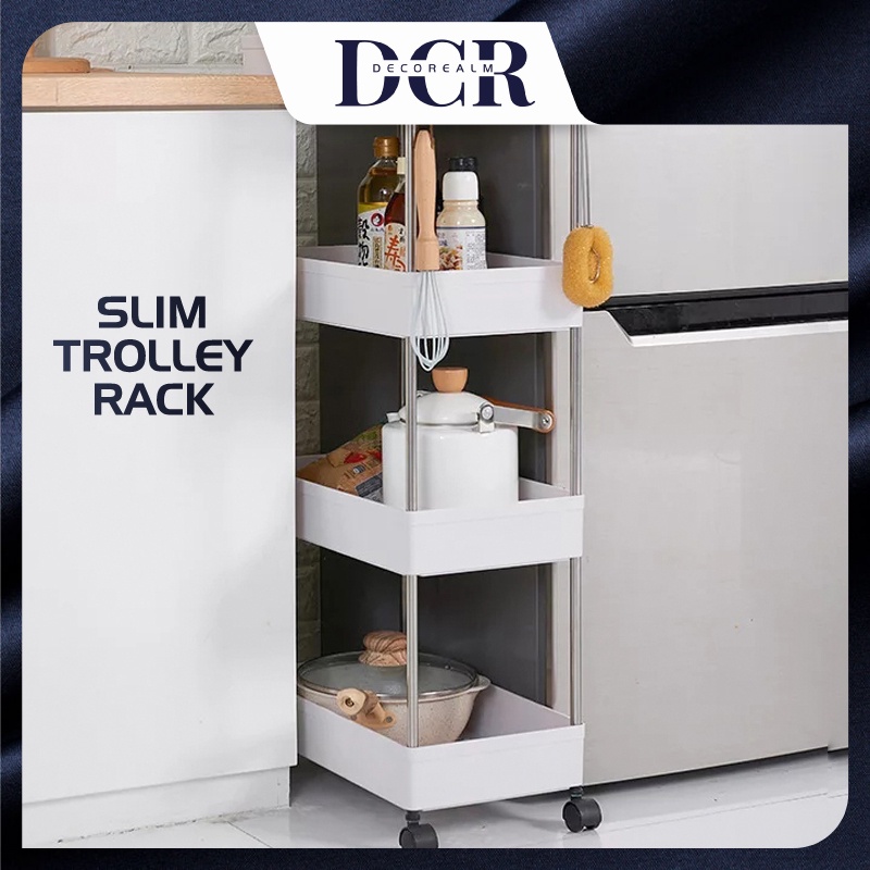 DCR 4 Tier Slim Trolley Movable Slide Out Narrow Gap Cabinet Storage ...