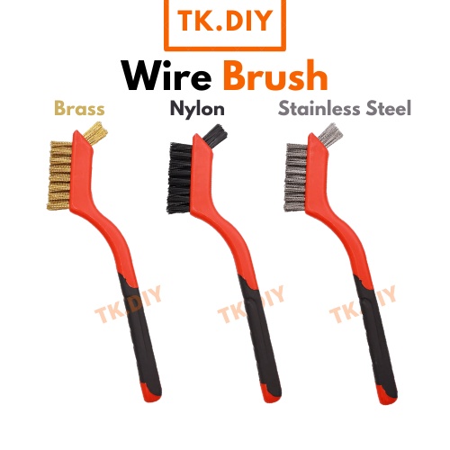 Amfyn Pack Of_3 Mini Wire Brush Set (Brass, Nylon, Stainless Steel Bristles)3 Pcs Set (Color: Assorted) main image 1