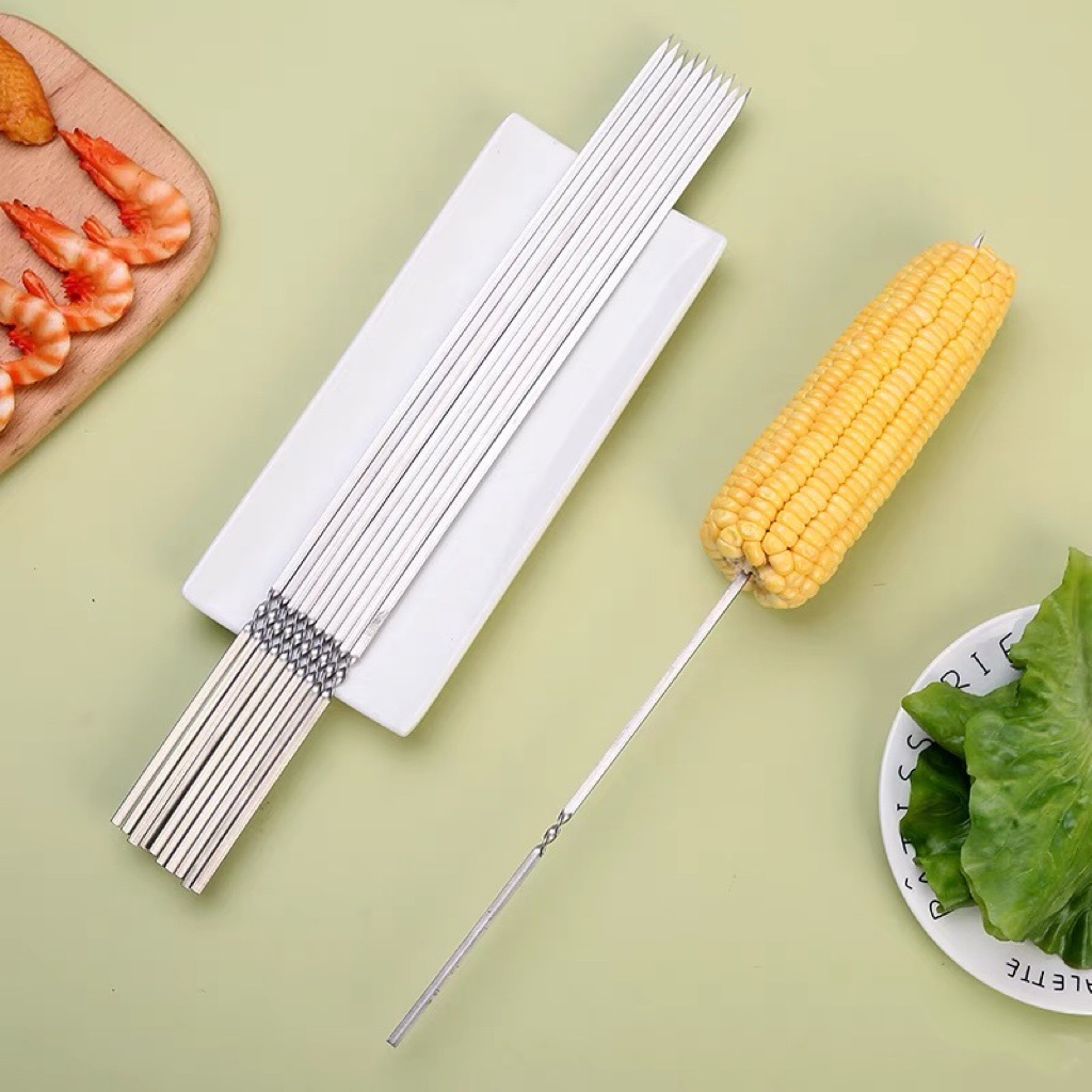 Reusable 304 Stainless Steel Barbecue Skewer Stick BBQ Drill Meat Lamb ...
