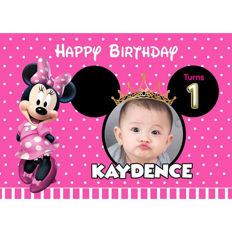 Birthday Banner Birthday Backdrop Hari Jadi Mickey Mouse Minnie Mouse Shopee Malaysia