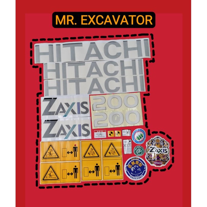 Hitachi ZX Zaxis ZX200 ZX200-1 Excavator Sticker Mesin Stiker 挖掘机神手贴纸 ...