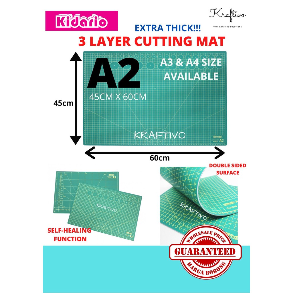 A2 SIZE KIDARIO DOUBLE SIDED CUTTING MAT (EXTRA THICK) / SELF HEALING