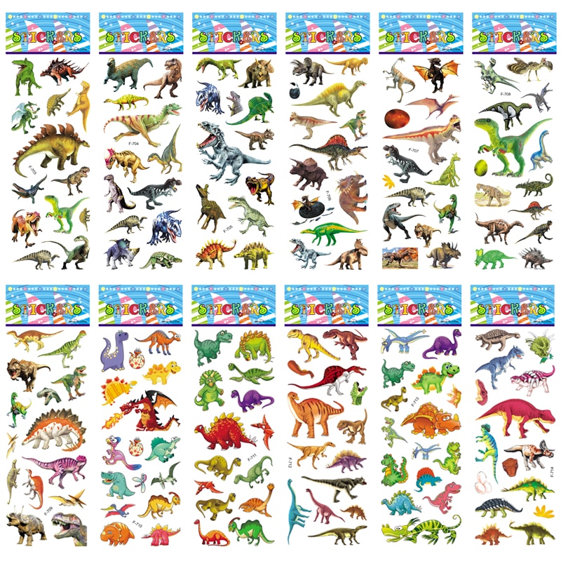 5pcs/lot 3D dinosaur stickers for kids toys home wall decor