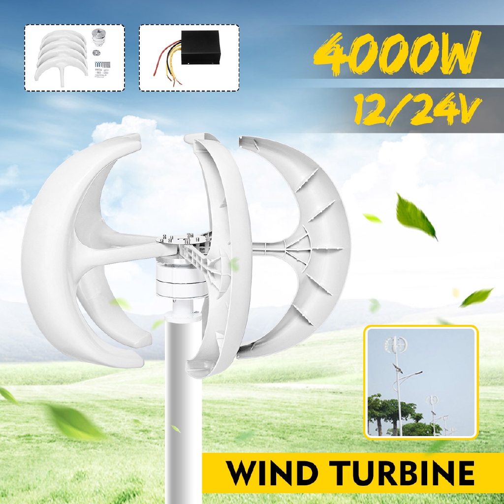 4000W 12V 24V Lantern Vertical Axis Wind Turbines Generator 5 Blades