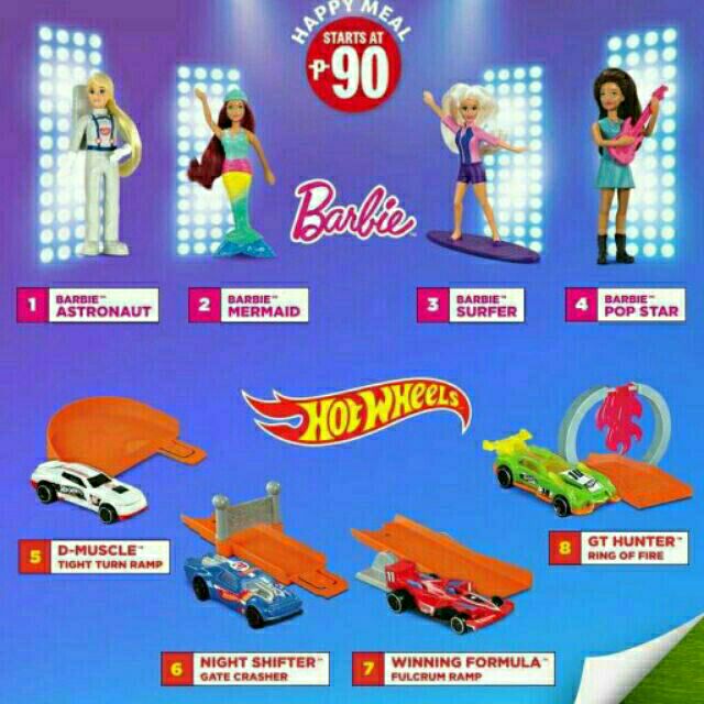 Happy meal deals barbie hot wheels