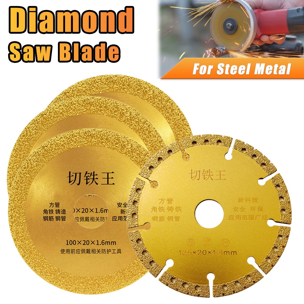 3pcs Diamond Saw Blade Metal Cutting Disc For Brazing Iron Rebar Stainless Steel 100mm Angle
