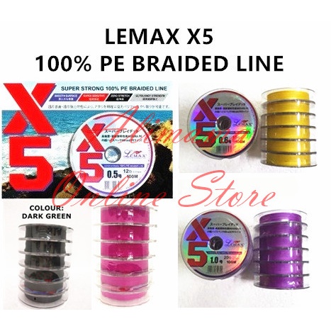 LEMAX X5 100M 100% PE BRAIDED LINE SUPER STRONG FISHING DARK GREEN / PINK /  PURPLE / YELLOW