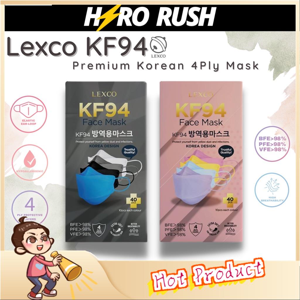 Lexco Premium Korean 4Ply KF94 Face Mask Pink Box Grey Box 40pcs Per ...