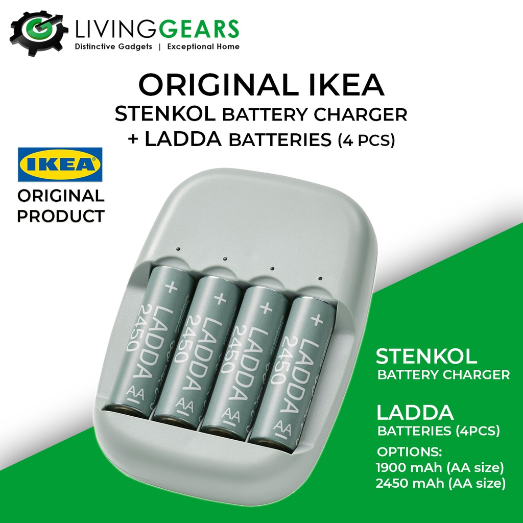 IKEA STENKOL Battery Charger / LADDA 4pcs AA Battery Shopee Malaysia