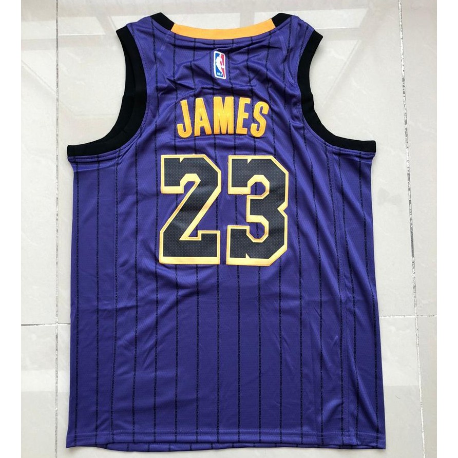 LeBron James Los Angeles Lakers Men's #23 Striped Jersey - Blue 936271-230