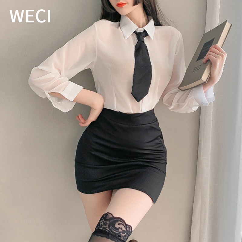 READY STOCKWECI Classic Women Teacher Suit Outfit Sexy Hot Erotic  Overalls Fantasias Costume Secretary Uniform Cosplay Sex Crazy Excitement