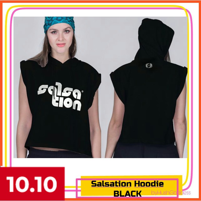 Salsation Wear Cropped Hoodie Black Women Sports Wear | Shopee