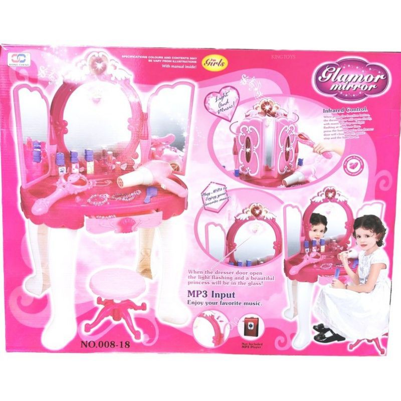 FASHION BEAUTY GLAMOR MIRROR/WITH ACCSESOREIS/ BATTERY OPERATED/LIGHT