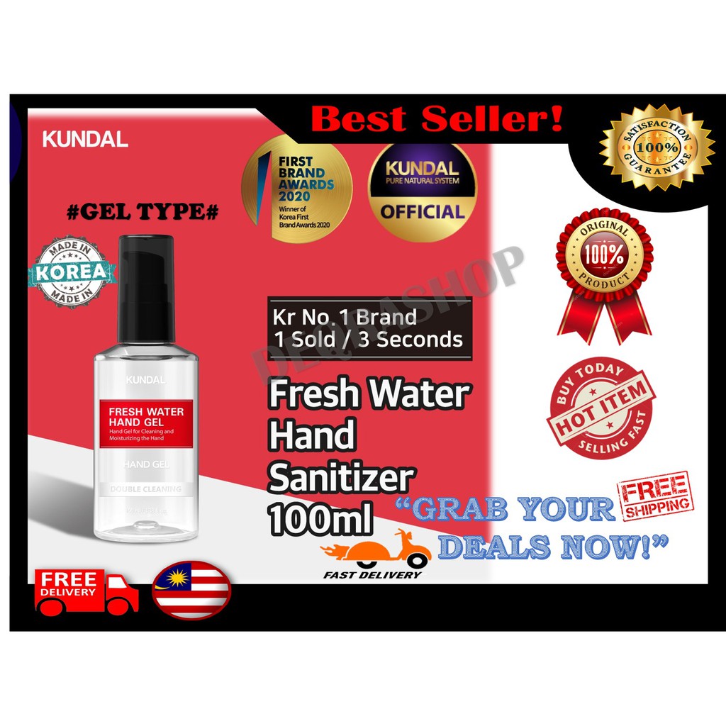 💯Ready Stock!! Kundal Fresh Water Hand Sanitizer 100ml Gel Type