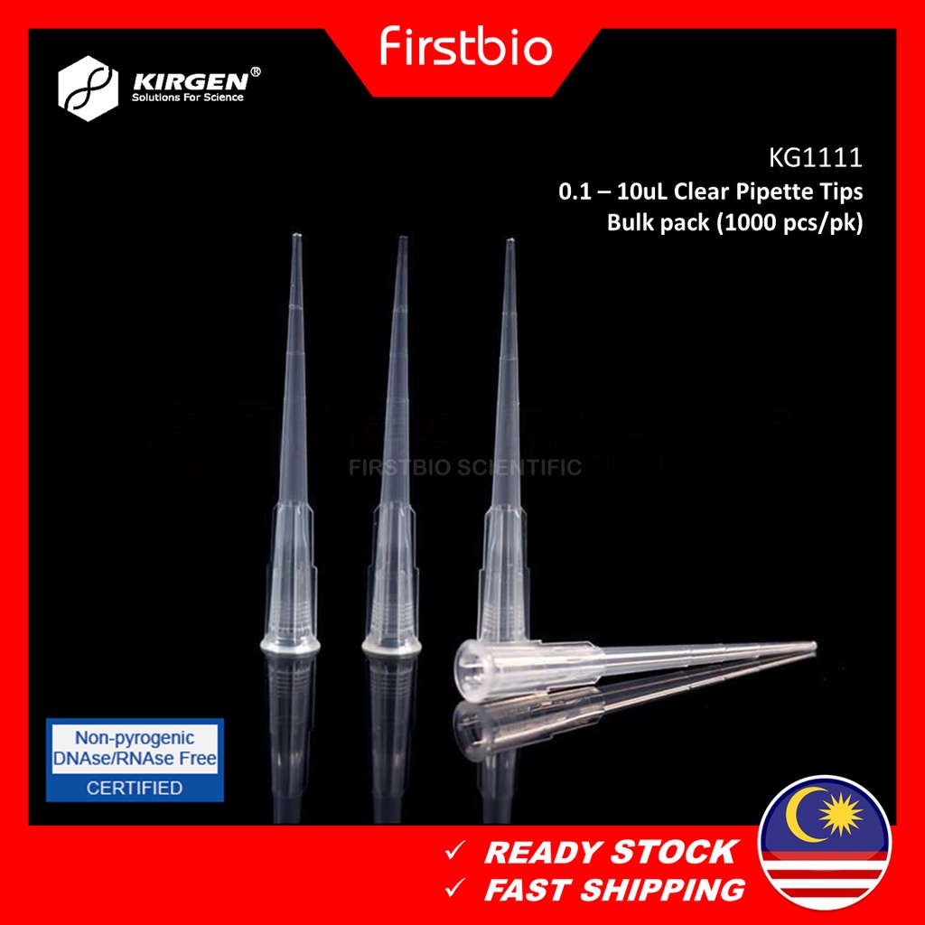 KIRGEN 10uL Universal Fit Tips 0.1-10uL Clear Pipette Tips Non-filtered ...