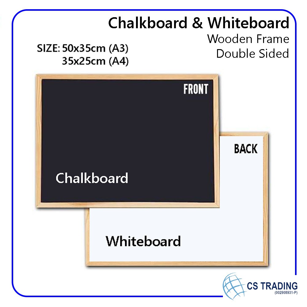 Double Sided A4 & A3 Wooden Black Board / White Board / Blackboard