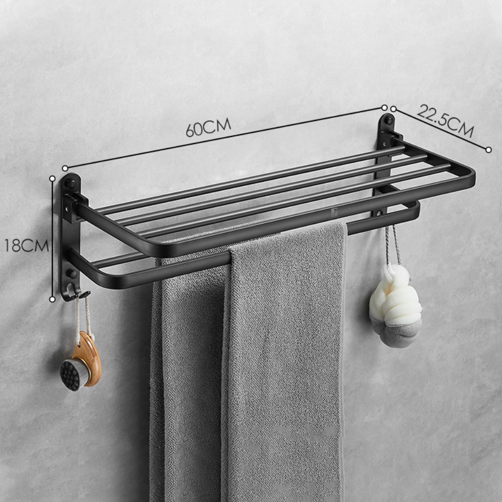 Premium Aluminum Towel Bar Wall Mounted Rack Bathroom Towel Rack Holder ...