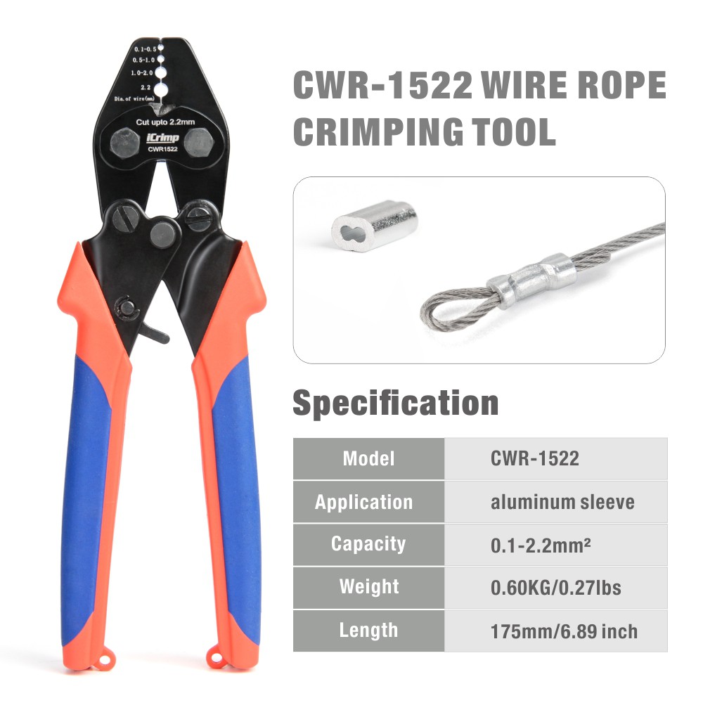 IWISS CWR1522 Wire Rope Crimping Tool with Cutting Function for Cable