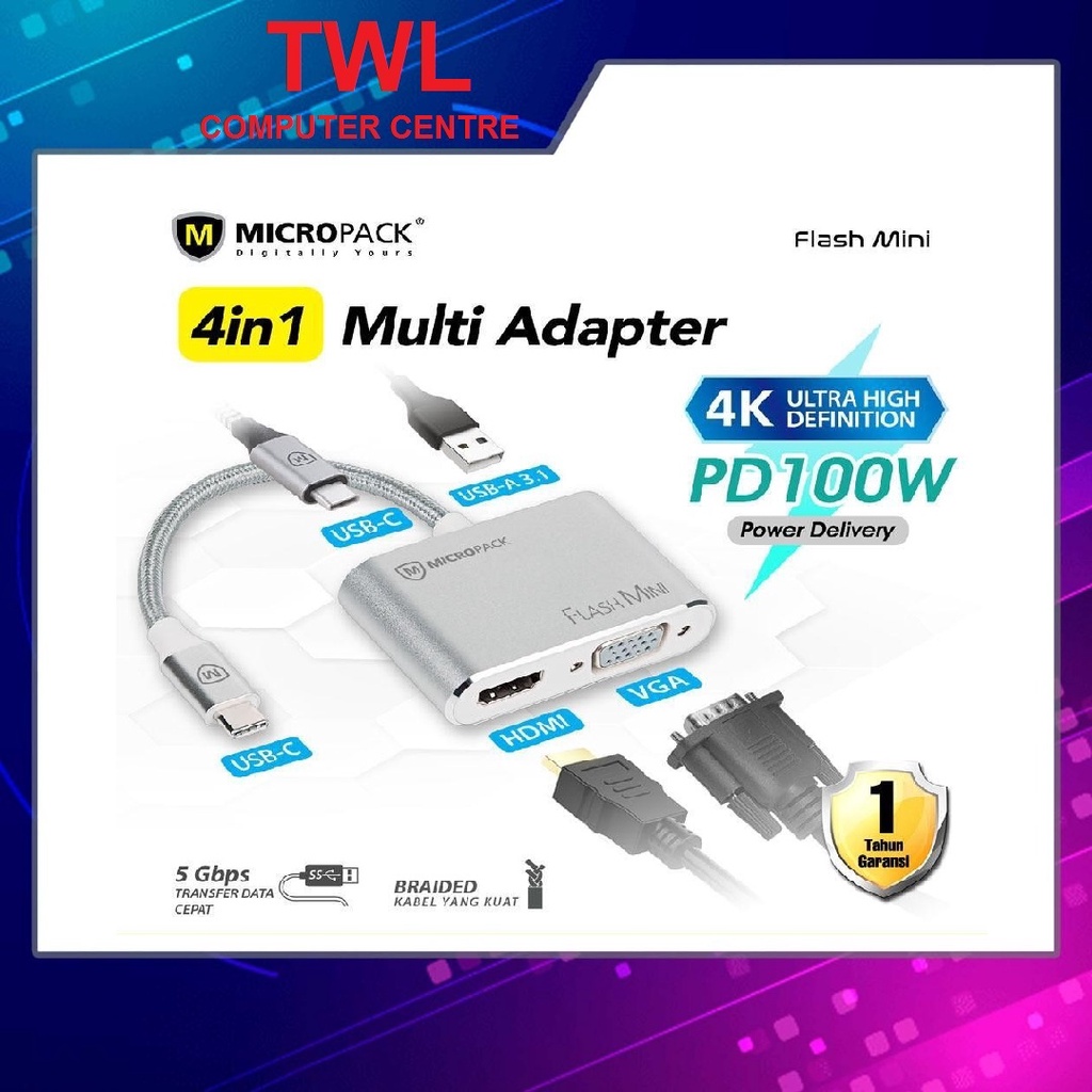 Micropack Power Hub Mini USB-C 4IN1 Data Converter MDC4HVP(1Y Warranty ...