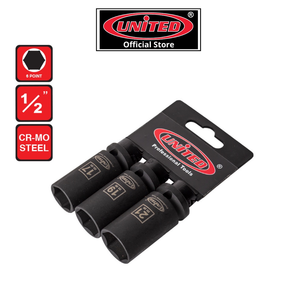 【UNITED】Impact Semi Deep Thin Wall Socket Set (1/2") Shopee Malaysia