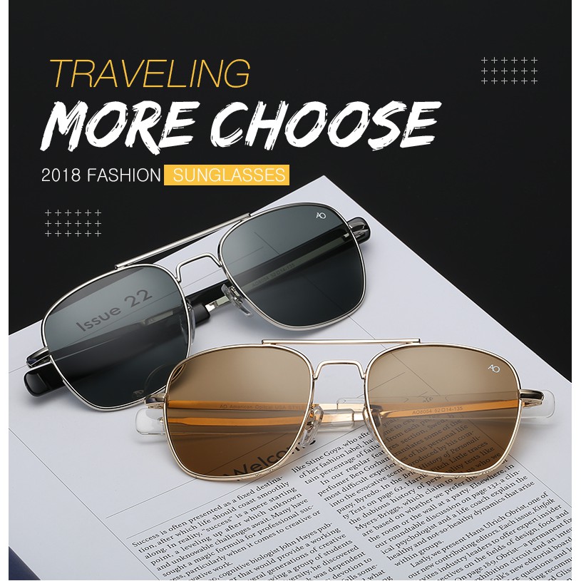 Fashion Aviation AO Sunglasses Men luxury Brand Designer Sun Glasses For  Male American Army Military Optical Glass Lens