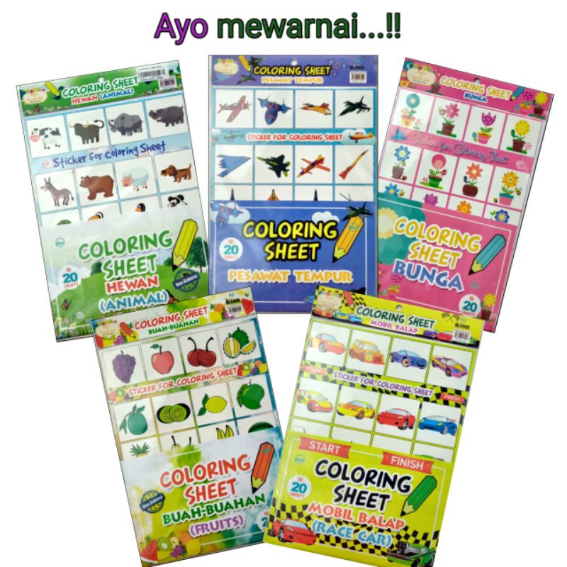 Coloring Sheet/Coloring Paper Contains 20 Sheets | Shopee Malaysia