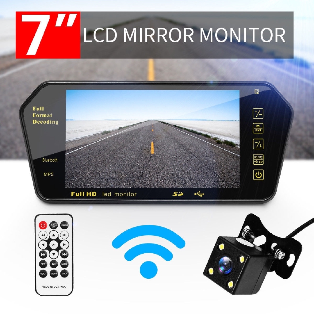 7'' HD LCD MP5 Bluetooth Car Rear View Parking Mirror Monitor Reversing ...
