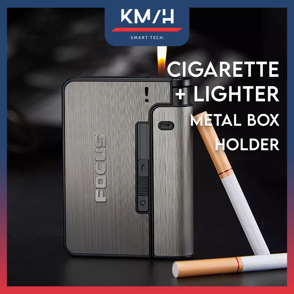 FOCUS Portable Metal Cigarette Lighter Box Holder 10/20pcs Glow In The