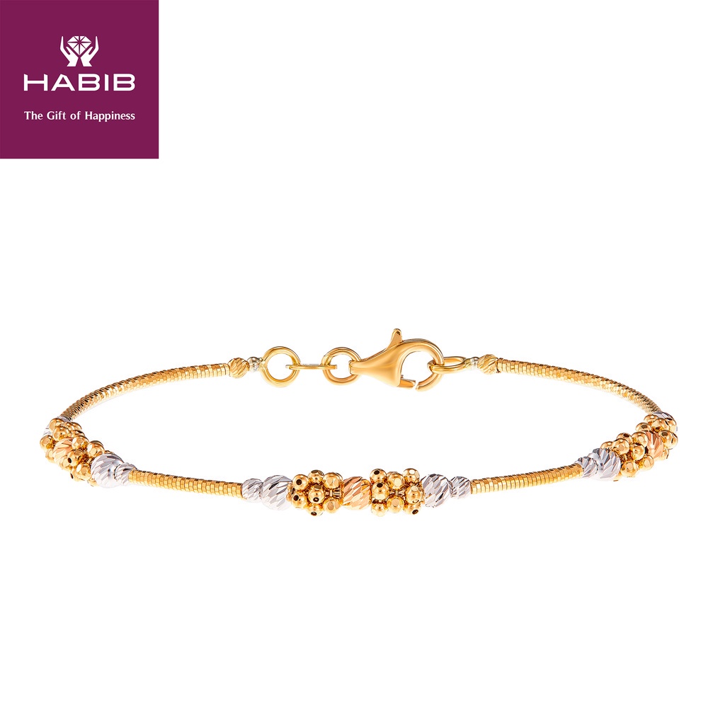 HABIB Oro Italia Adalynn White, Yellow and Rose Gold Bangle, 916 Gold ...