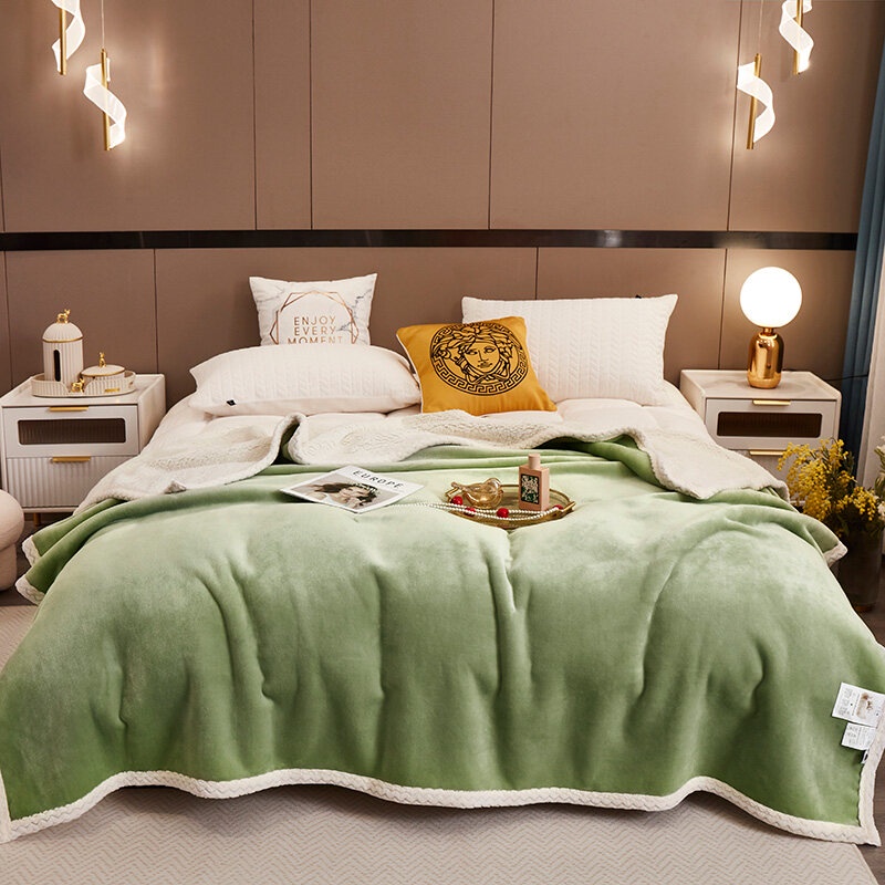 High quality Weighted Blanket Plain Thicken Throw selimut Lamb Fleece