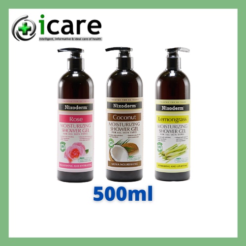 Nixoderm Moisturizing Shower Gel 500ml Rose Coconut Lemongrass