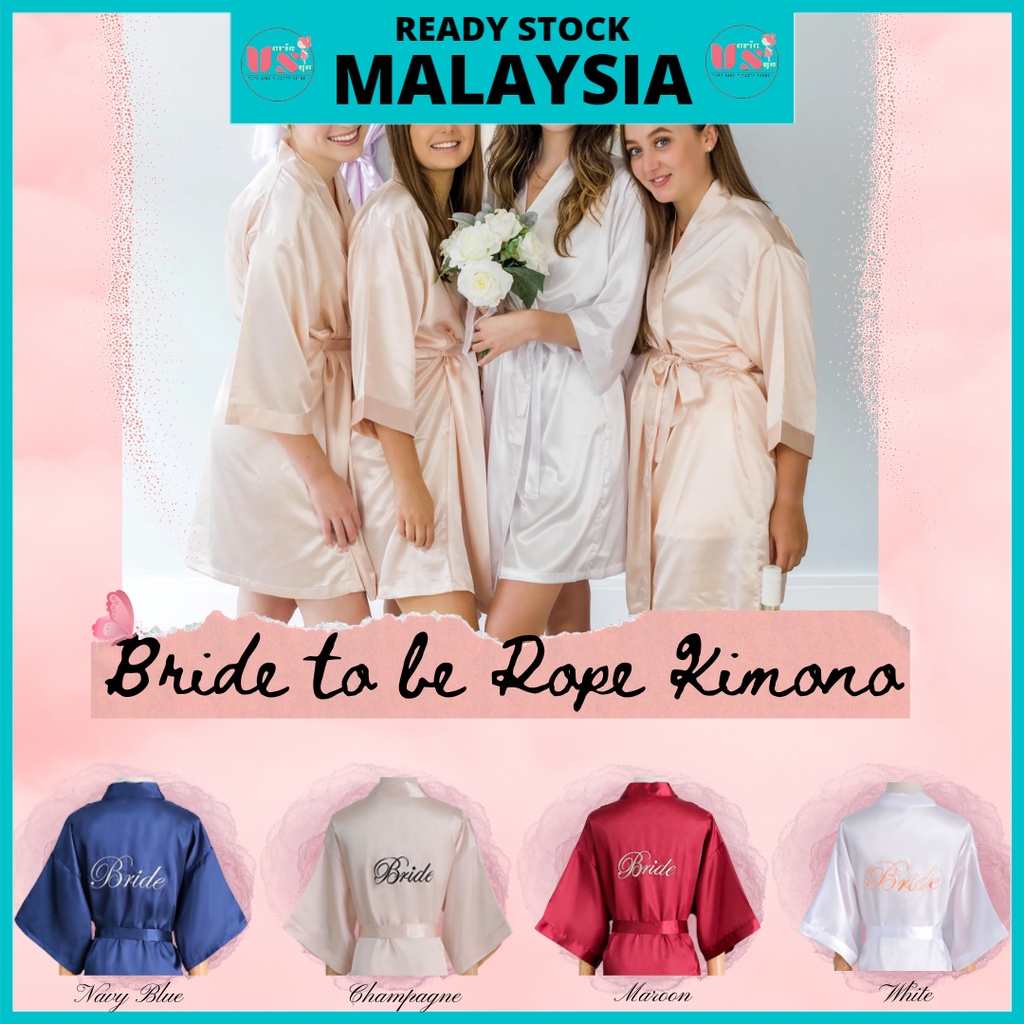 Bride to be Robe Bride Kimono Rope Satin Kimono Bathrobe for Wedding