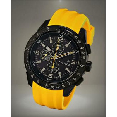 Nautica Men s N18599G NST 101 Stainless Steel Watch with Yellow Silicon Band Shopee Malaysia