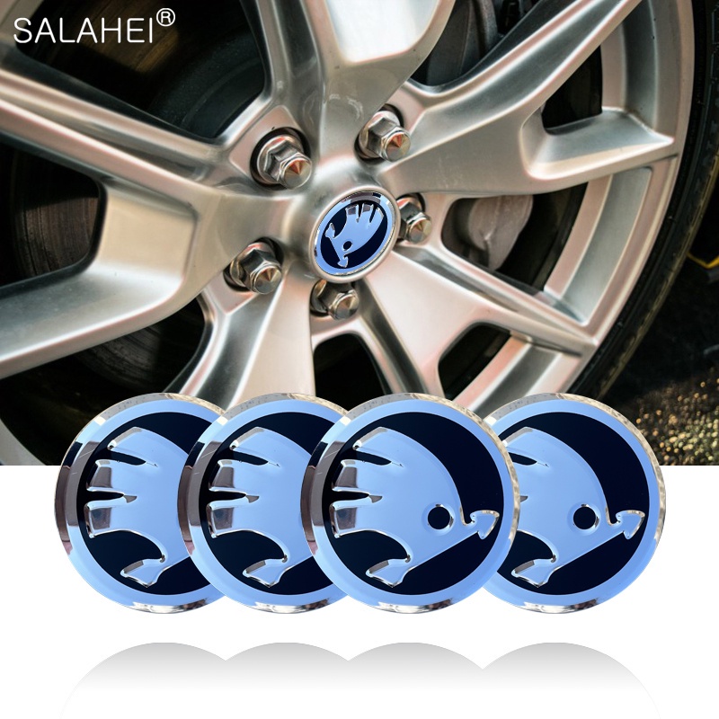4Pcs 56mm Metal Car Wheel Hub Cap Sticker Badge For Skoda Octavia Fabia