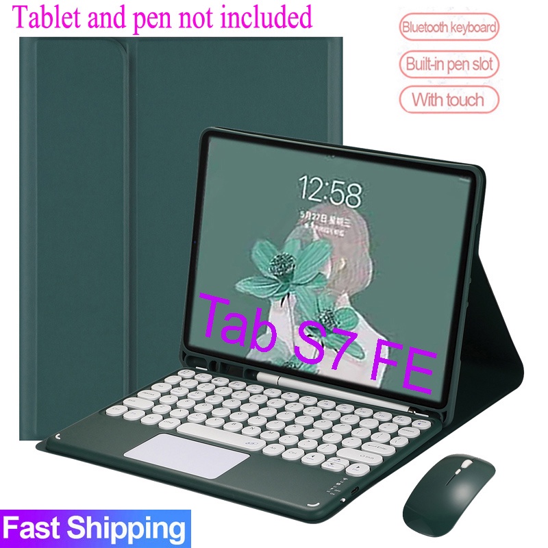 Galaxy Tab S7 FE Case with Touch pad Keyboard For Samsung Galaxy Tab S7 FE 12.4 2021 Round